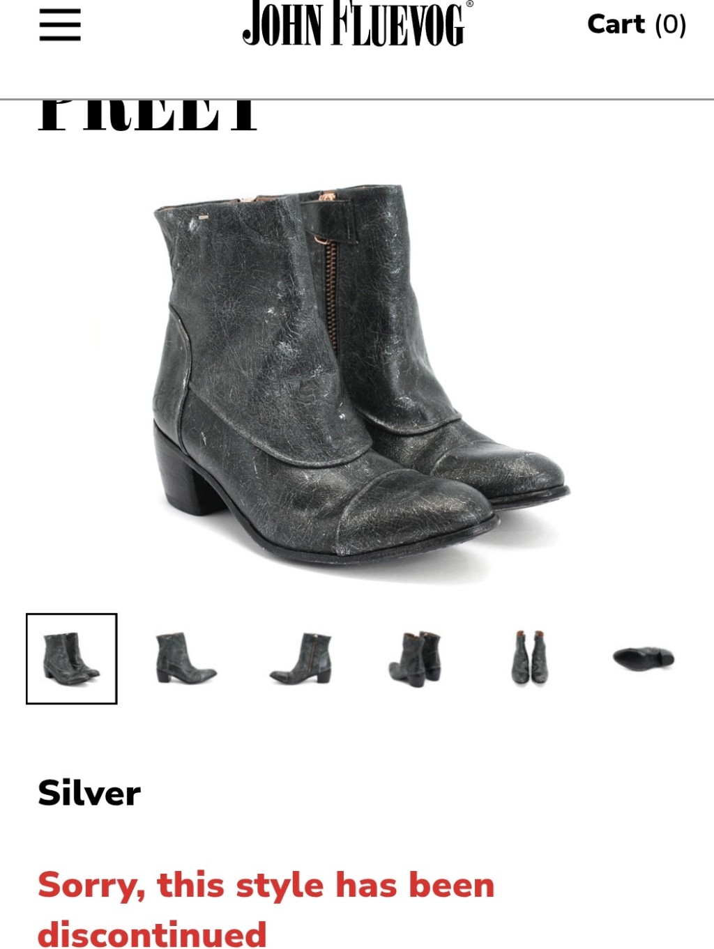 John Fluevog Silver Preet Leather Ankle Boots
